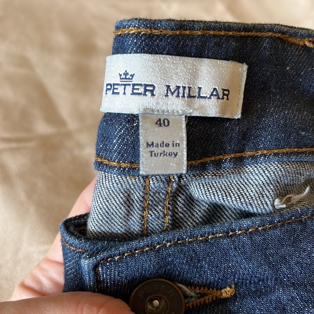 Men’s dark wash Peter Millar jeans. 98% cotton. Size 40. 33.5” inseam. - Picture 2 of 6
